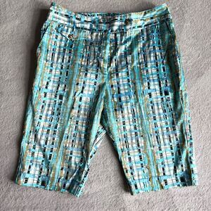 Sport Haley Women’s Gold, Black & Blue Stretch Bermuda Golf Shorts